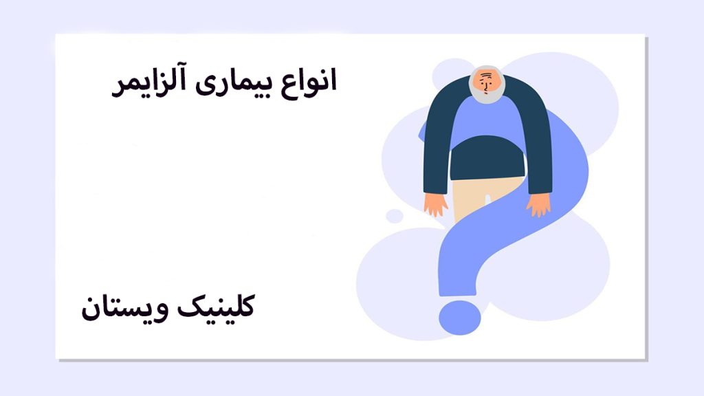 انواع بیماری آلزایمر تصویری انیمیشنی از یک شخص و علامت سوال