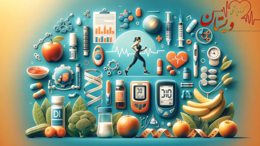 تصویری مربوط به غذاهای مناسب بیماران دیابتی، داروهای دیابت، بیمار در حال پیاده روی